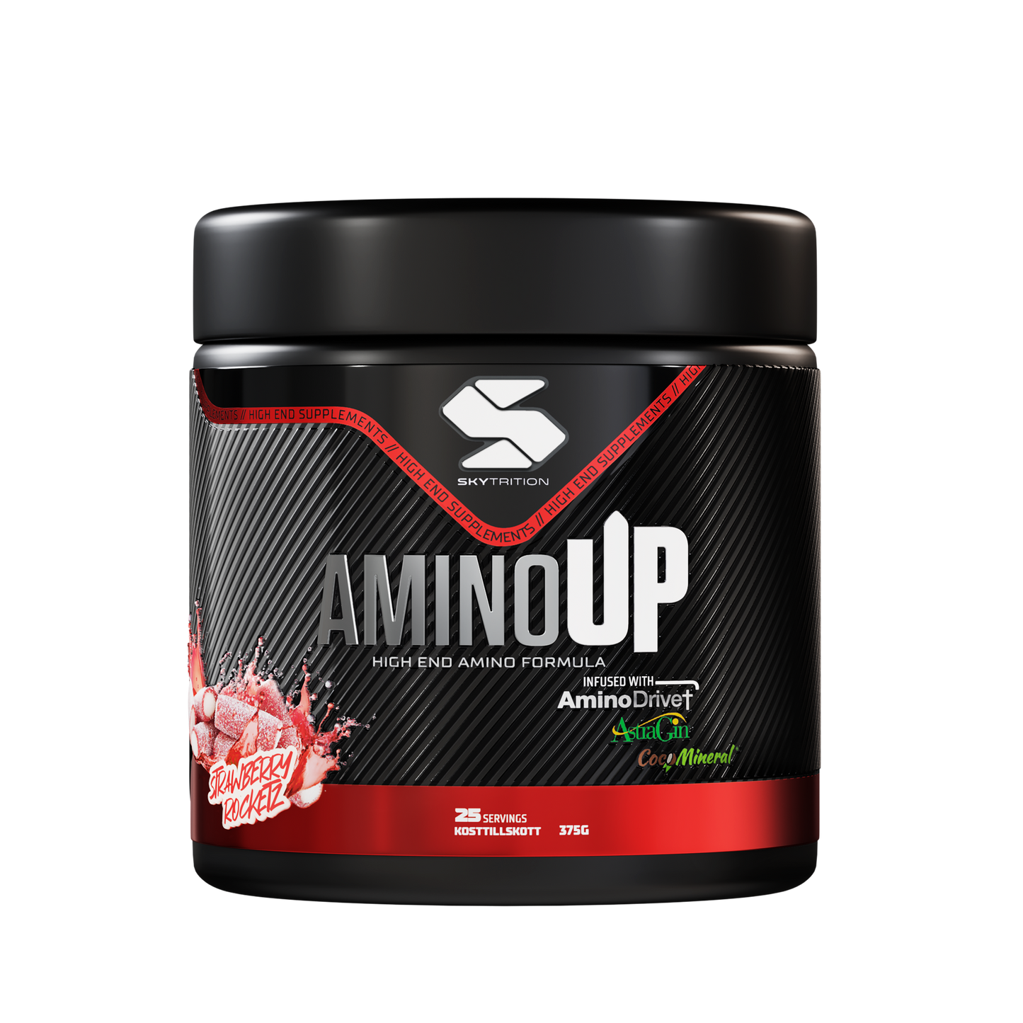 AminoUP Strawberry Rockets – EAA & BCAA aminosyror med elektrolyter | Skytrition