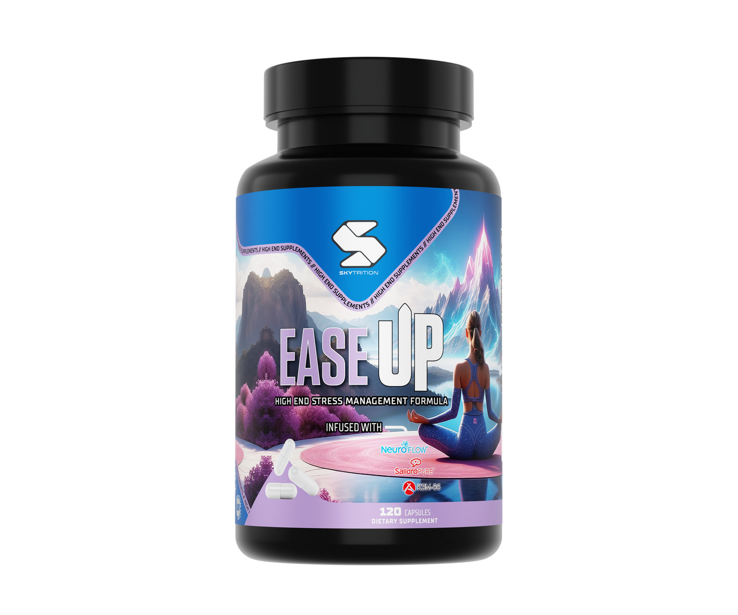 EaseUP stresshantering med KSM-66 Ashwagandha, Neuroflow och Salidropure – stöd för minskat kortisol, bättre fokus och mental balans.