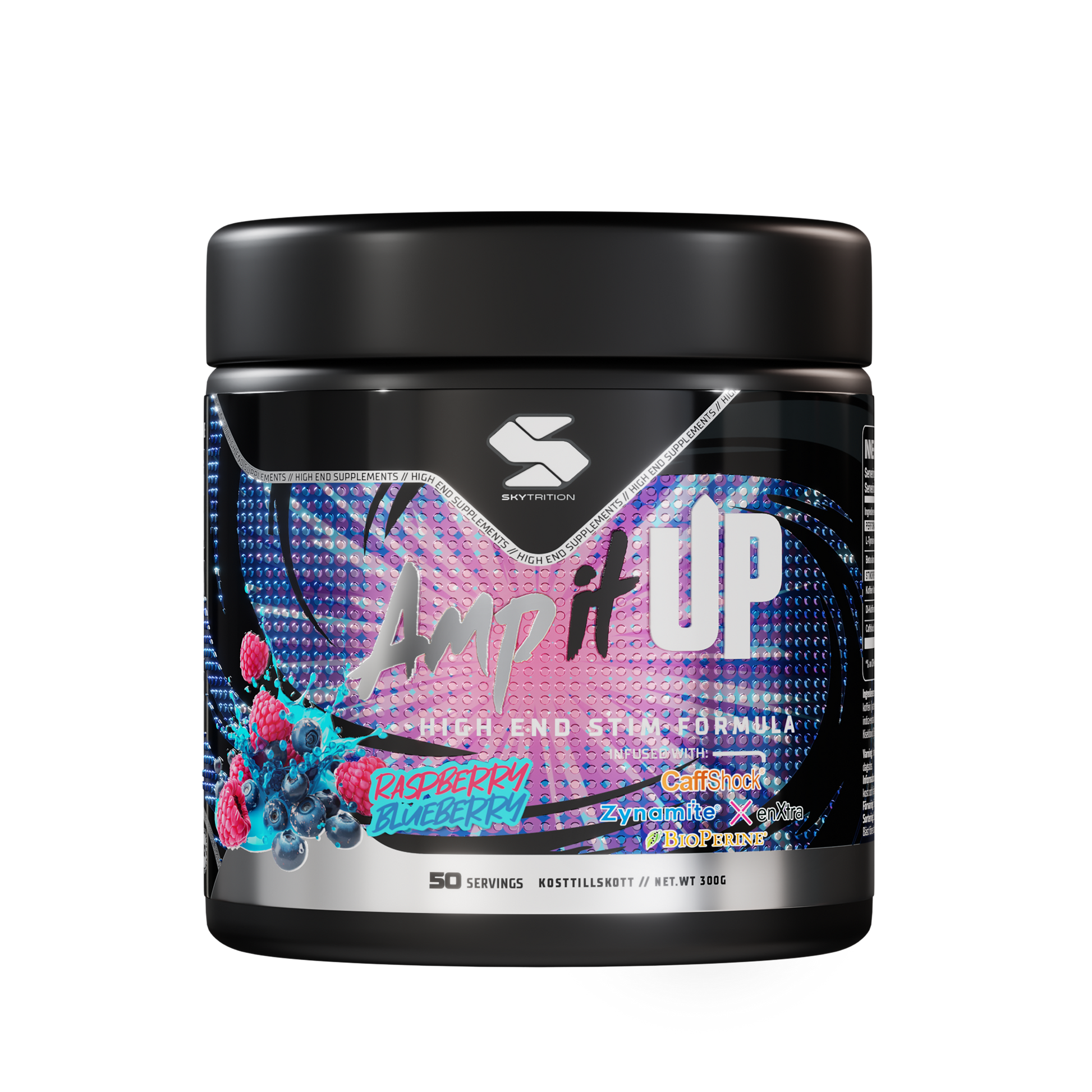 AmpitUP pre workout burk med high stim formula, L-tyrosin, koffein och nootropiska ingredienser