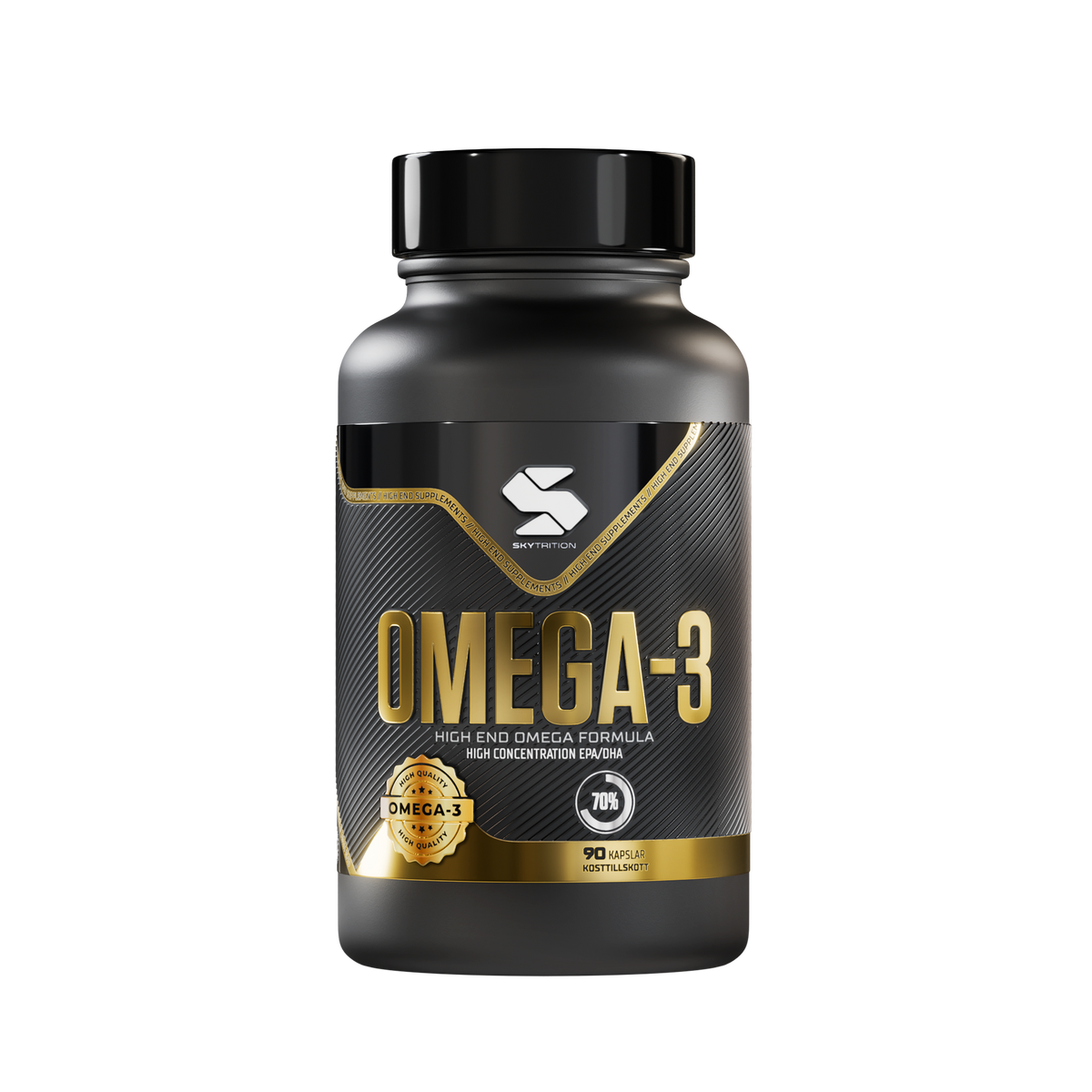 Skytrition Omega-3 kosttillskott med 70% omega-3 och hög koncentration av EPA och DHA – 90 kapslar