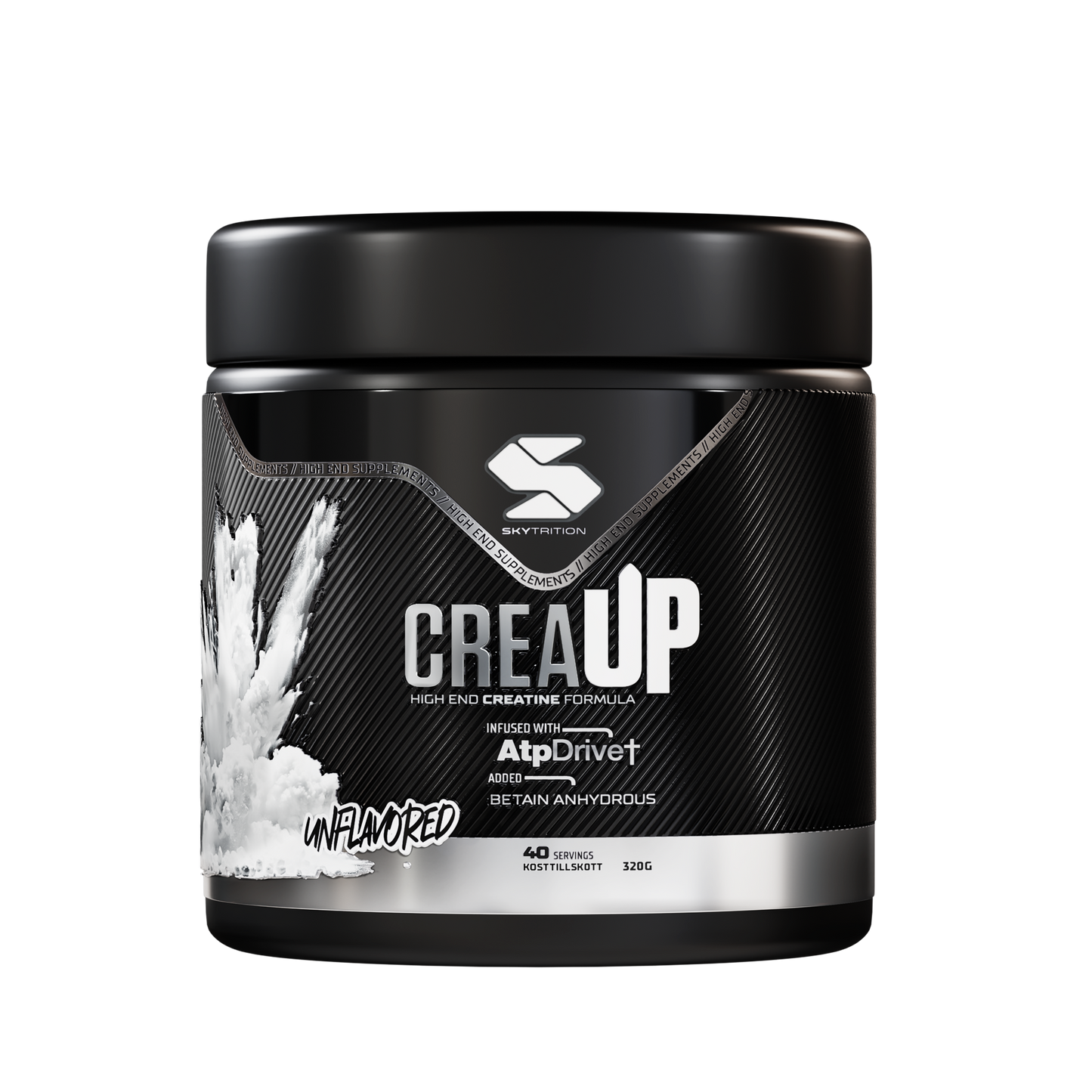 CreaUP kreatinformula kosttillskott – Kreatin, Betain & ATPdrive†, Unflavored, 40 serveringar, 320g – Skytrition