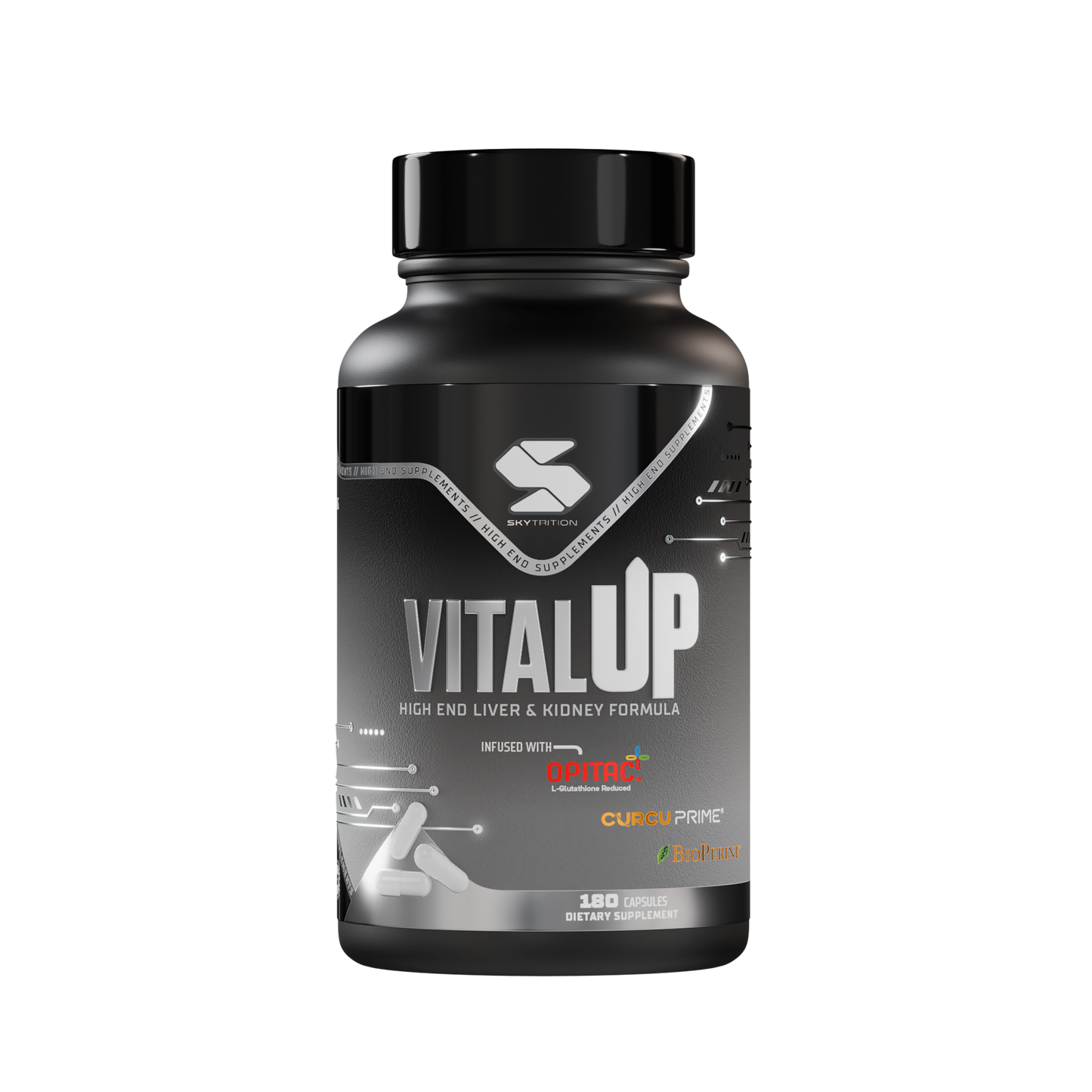 VitalUP Lever & Njurstöd 180 kapslar med OPITAC™, CurcuPrime® & BioPerine® | Skytrition